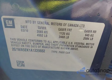 2010 Chevrolet Impala Ls from USA, damaged, VIN 2G1WA5EK1A1229882